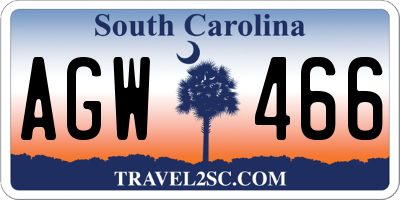 SC license plate AGW466