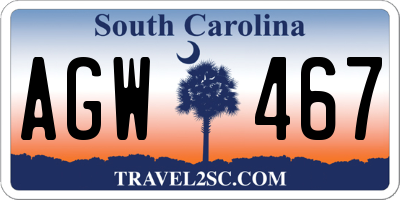 SC license plate AGW467