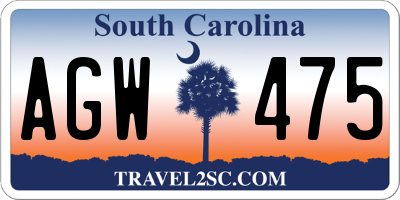 SC license plate AGW475