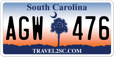 SC license plate AGW476