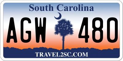 SC license plate AGW480