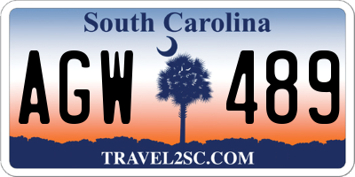 SC license plate AGW489