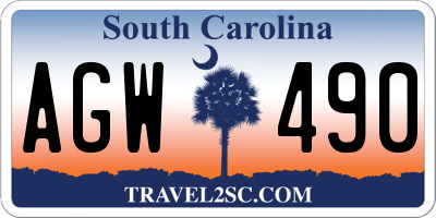 SC license plate AGW490