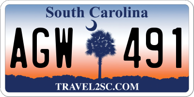 SC license plate AGW491