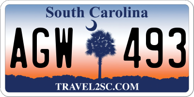 SC license plate AGW493