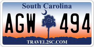SC license plate AGW494