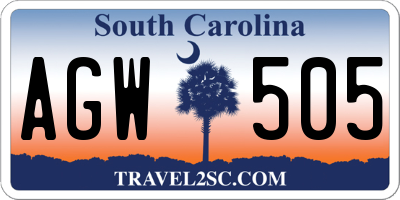SC license plate AGW505