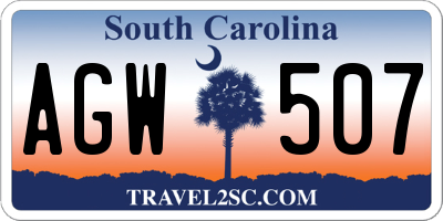 SC license plate AGW507