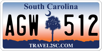 SC license plate AGW512