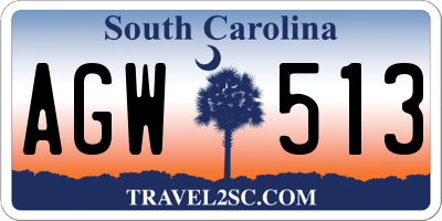 SC license plate AGW513