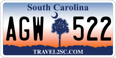 SC license plate AGW522