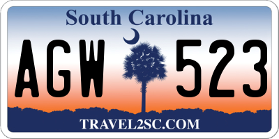 SC license plate AGW523
