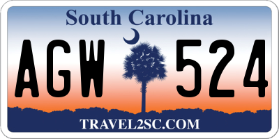 SC license plate AGW524
