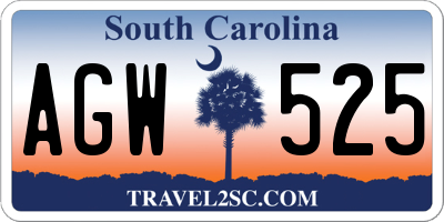SC license plate AGW525