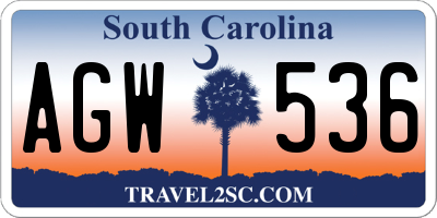 SC license plate AGW536