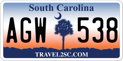 SC license plate AGW538