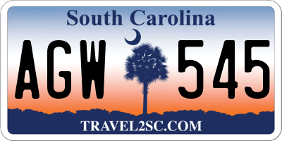 SC license plate AGW545