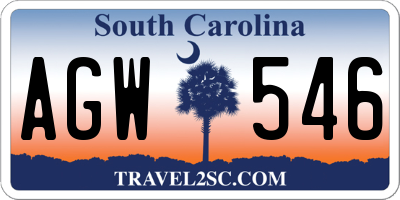 SC license plate AGW546