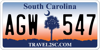 SC license plate AGW547
