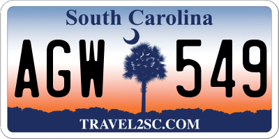 SC license plate AGW549