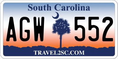 SC license plate AGW552