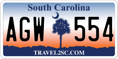 SC license plate AGW554