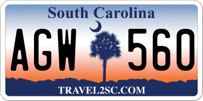 SC license plate AGW560