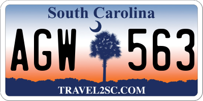 SC license plate AGW563