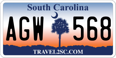 SC license plate AGW568