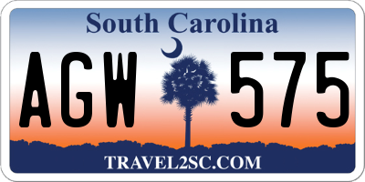 SC license plate AGW575