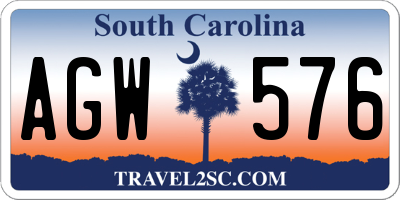 SC license plate AGW576