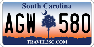 SC license plate AGW580