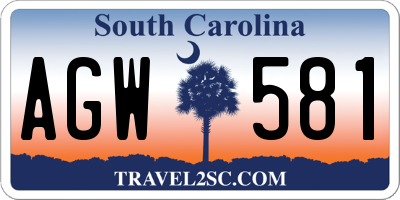 SC license plate AGW581
