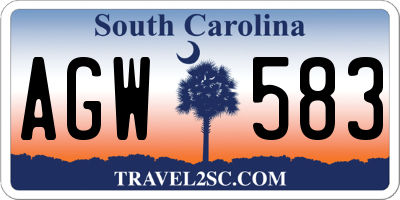 SC license plate AGW583