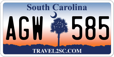 SC license plate AGW585