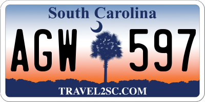 SC license plate AGW597