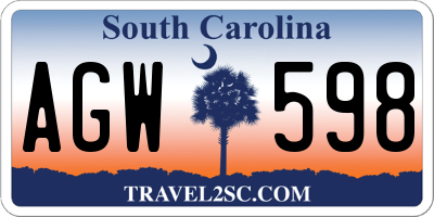 SC license plate AGW598