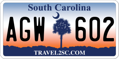 SC license plate AGW602
