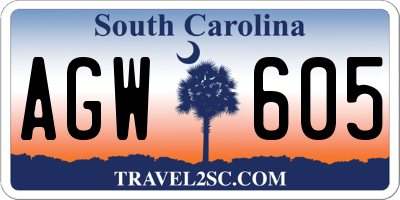 SC license plate AGW605