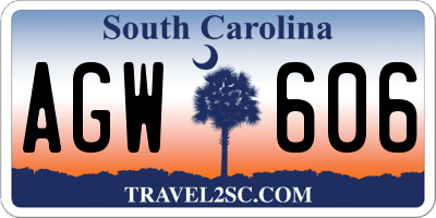 SC license plate AGW606
