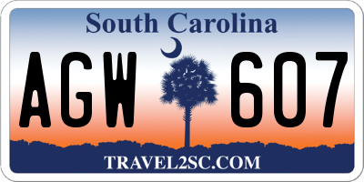 SC license plate AGW607