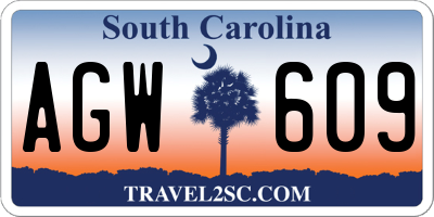 SC license plate AGW609