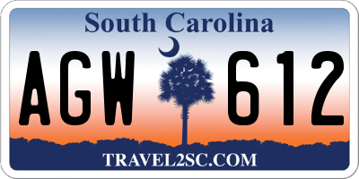 SC license plate AGW612