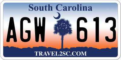 SC license plate AGW613