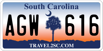SC license plate AGW616
