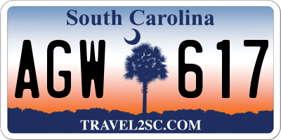 SC license plate AGW617
