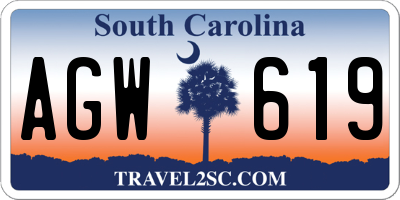 SC license plate AGW619