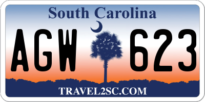 SC license plate AGW623