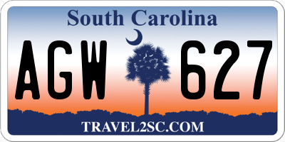SC license plate AGW627