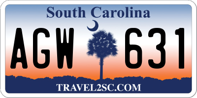 SC license plate AGW631